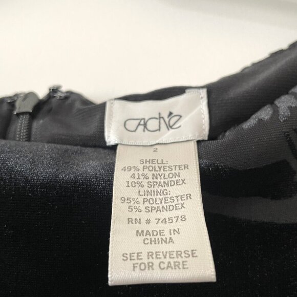 Cache Black Velvet Fully Lined Sheath Dress 3/4 Sleeves Size 4 - Picture 4 of 8